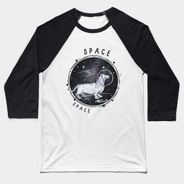 astranaut dog Baseball T-Shirt by stylupp